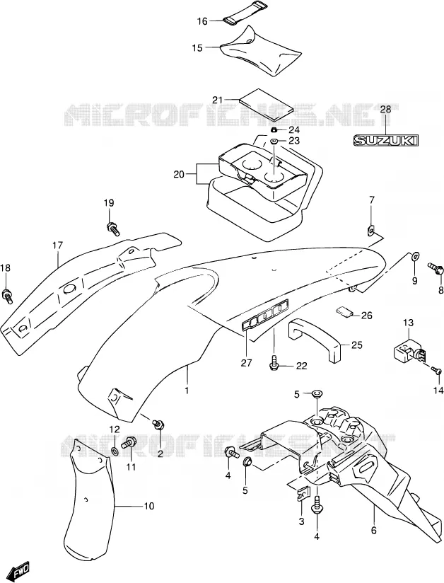 KNUCKLE COVERS (MODELE K3/K4 OPT) Suzuki MOTO 400 DR-Z 2003  DR-Z400S K3 (E03,E28,E33)