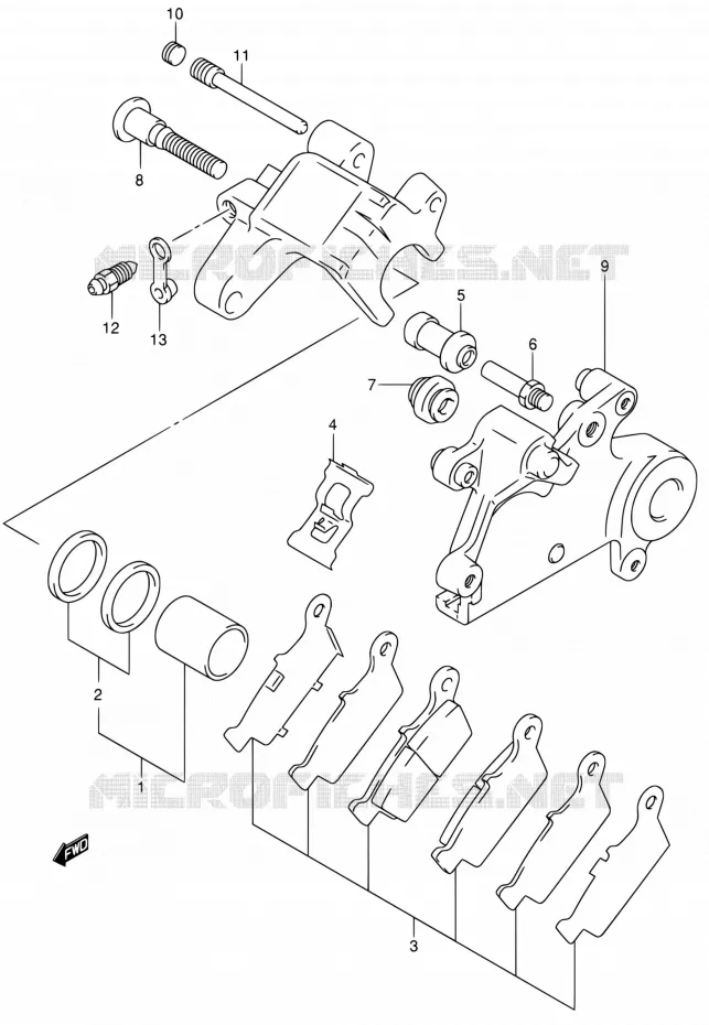 REAR CALIPER Suzuki MOTO 400 DR-Z 2004  DR-Z400S K4 (E03,E28,E33)