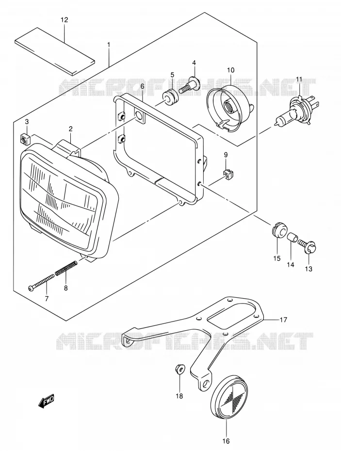 KOPLAMP Suzuki MOTO 400 DR-Z 2006  DR-Z400S K6 (E03,E28,E33)