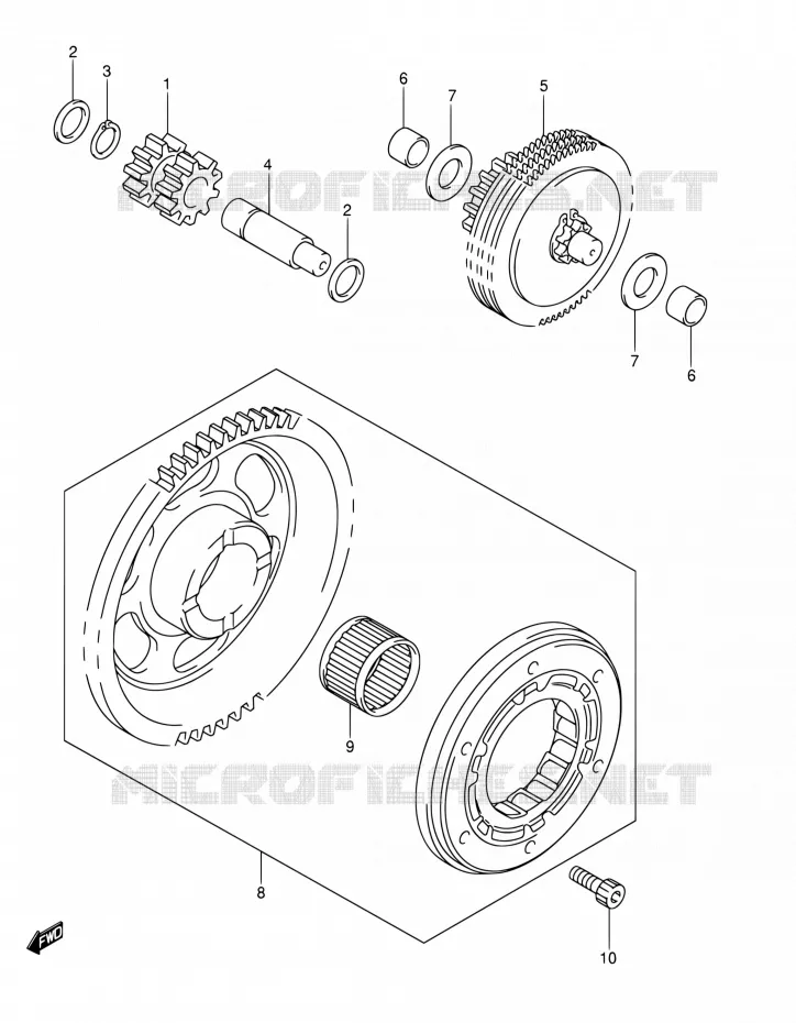 STARTMOTOR CLUTCH Suzuki MOTO 400 DR-Z 2007  DR-Z400S K7 (E03,E28,E33)