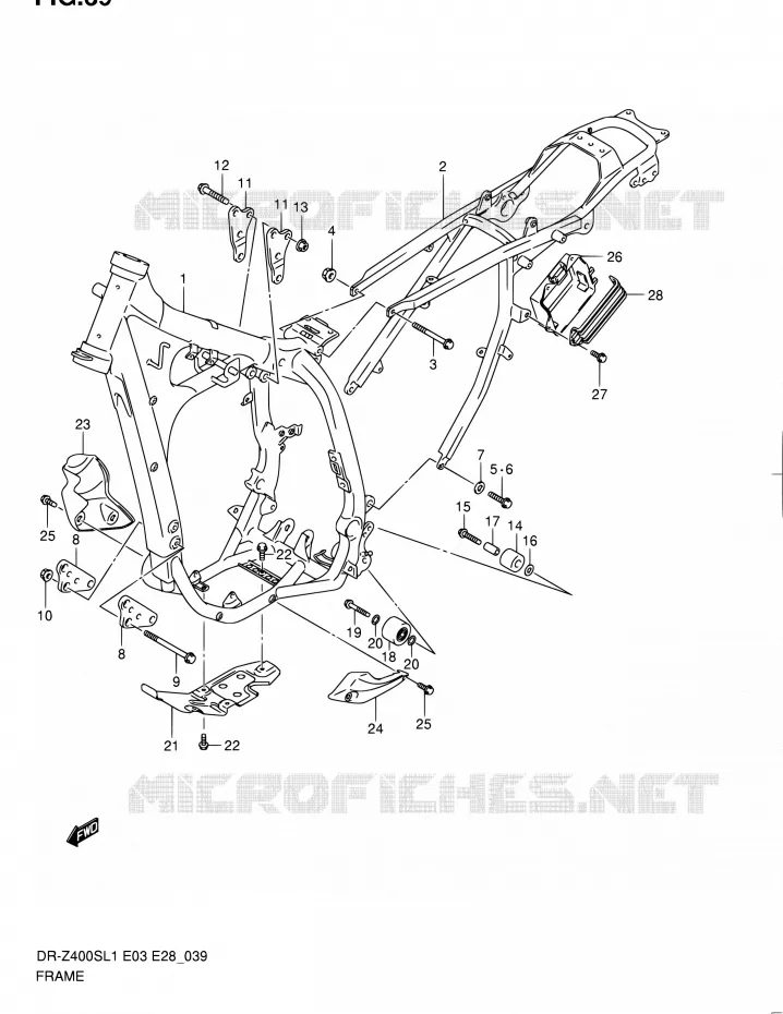 FRAME Suzuki MOTO 400 DR-Z 2011  DR-Z400S L1 (E03,E28,E33)