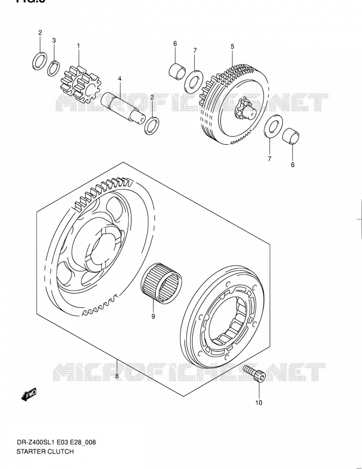 STARTMOTOR CLUTCH Suzuki MOTO 400 DR-Z 2011  DR-Z400S L1 (E03,E28,E33)