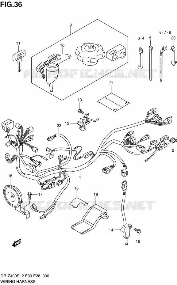 BEDRADING (DR-Z400SL2 E28) Suzuki MOTO 400 DR-Z 2012  DR-Z400S L2 (E03,E28,E33)