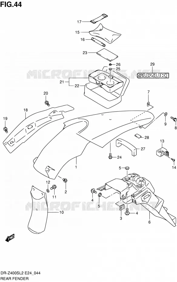 ACHTERSPATBORD Suzuki MOTO 400 DR-Z 2012  DR-Z400S L2 (E24)