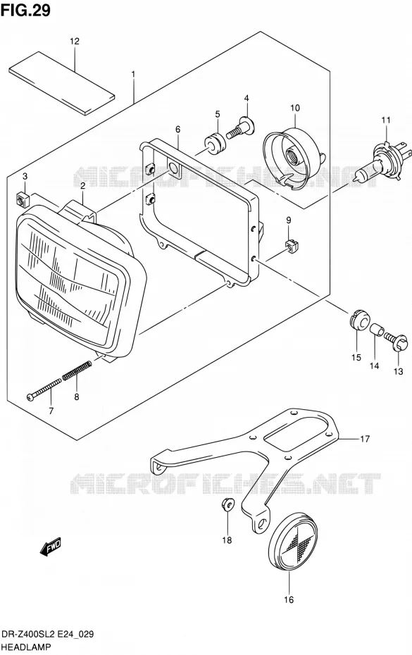KOPLAMP Suzuki MOTO 400 DR-Z 2012  DR-Z400S L2 (E24)
