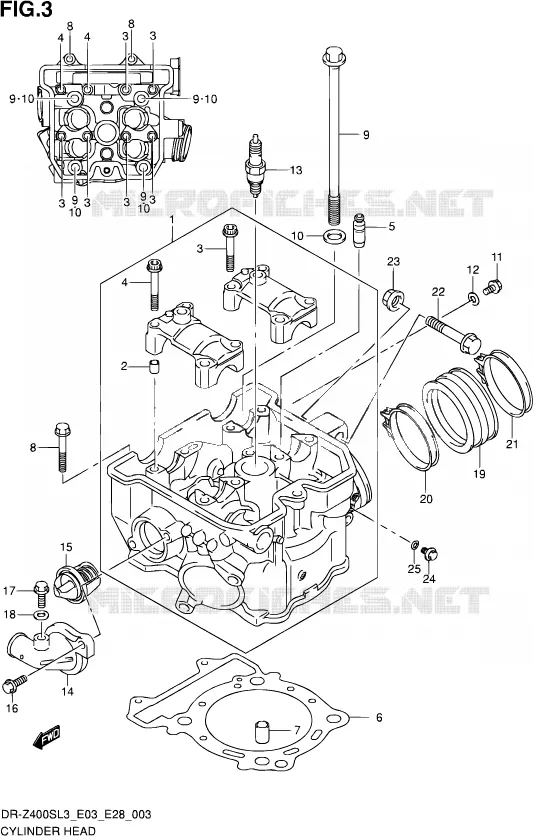 CILINDERKOP (DR-Z400SL3 E03) Suzuki MOTO 400 DR-Z 2013  DR-Z400S L3 (E03,E28,E33)