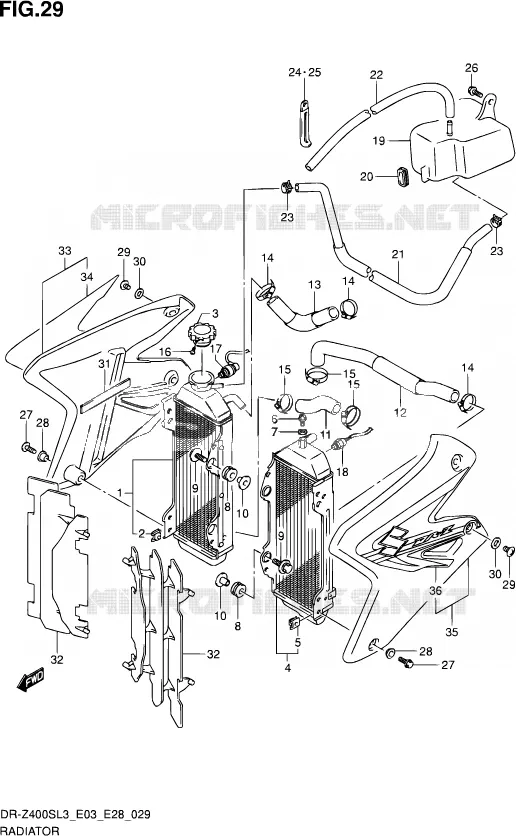 RADIATOR (DR-Z400SL3 E03) Suzuki MOTO 400 DR-Z 2013  DR-Z400S L3 (E03,E28,E33)
