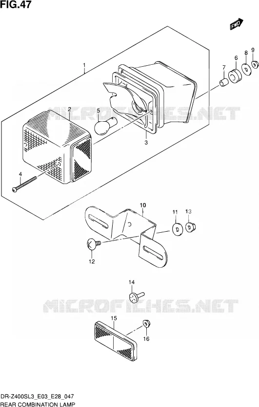 TAIL LIGHT ASSY (DR-Z400SL3 E28) Suzuki MOTO 400 DR-Z 2013  DR-Z400S L3 (E03,E28,E33)