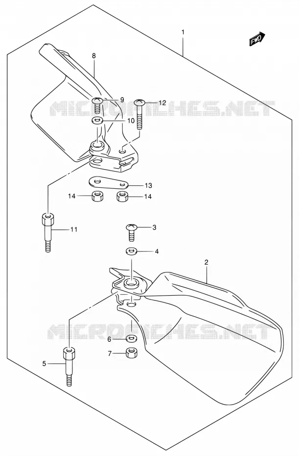 KNUCKLE COVERS (MODELE Y/K1/K2 OPT) Suzuki MOTO 400 DR-Z 2000  DR-Z400S Y (E03,E28,E33)
