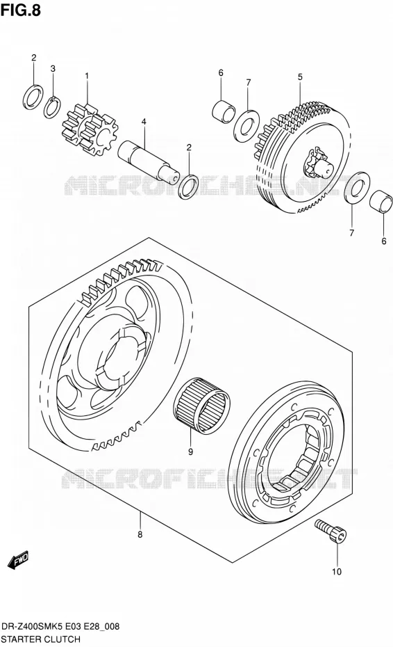 STARTMOTOR CLUTCH Suzuki MOTO 400 DR-Z 2005  DR-Z400SM K5 (E03,E28,E33)