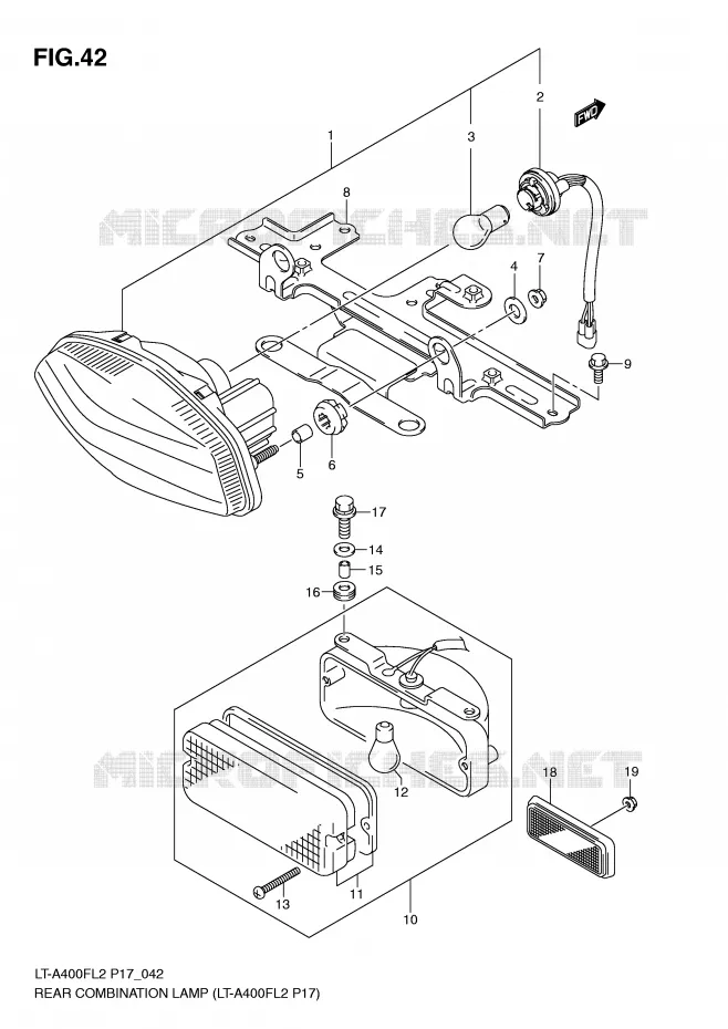 ACHTERLICHT (LT-A400FL2 P17) Suzuki QUAD 400 KINGQUAD 2012  LT-F400FZL2(P17)