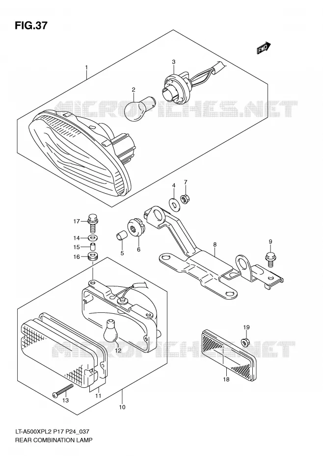 ACHTERLICHT (LT-A500XPL2 P17) Suzuki QUAD 500 KINGQUAD 2012  LT-A500XPZL2(P17)