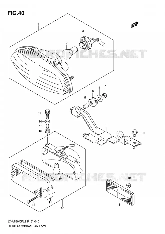 ACHTERLICHT (LT-A750XPL2 P17) Suzuki QUAD 750 KINGQUAD 2012  LT-A750XPL2(P17)