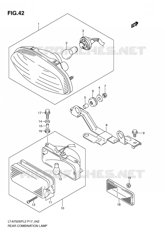 ACHTERLICHT (LT-A750XPZL2 P17) Suzuki QUAD 750 KINGQUAD 2012  LT-A750XPZL2(P17)