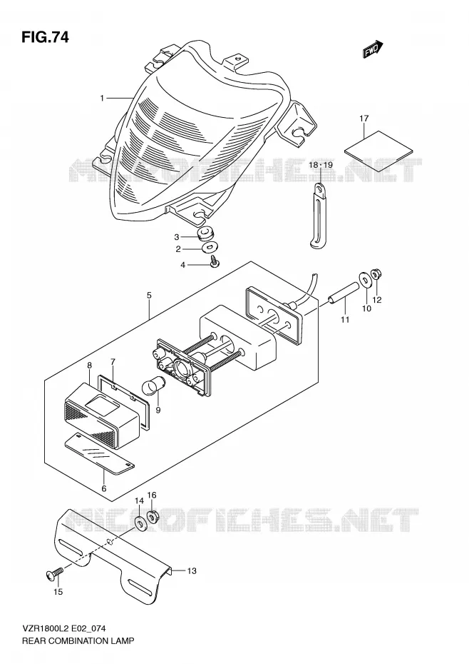 ACHTERLICHT (VZR1800UFL2 E19) Suzuki MOTO 1800 INTRUDER 2012  VZR1800ZL2(E02)