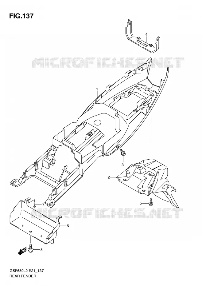 ACHTERSPATBORD (GSF650AL2 E21) Suzuki MOTO 650 BANDIT 2016  GSF650SAL2(E21)