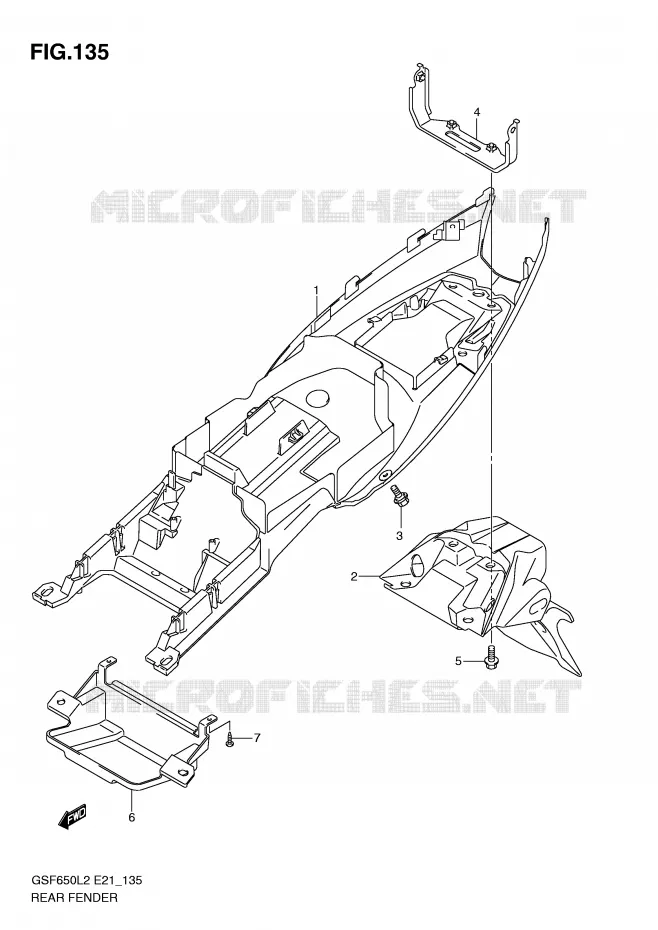 ACHTERSPATBORD (GSF650L2 E21) Suzuki MOTO 650 BANDIT 2015  GSF650SAL2(E21)