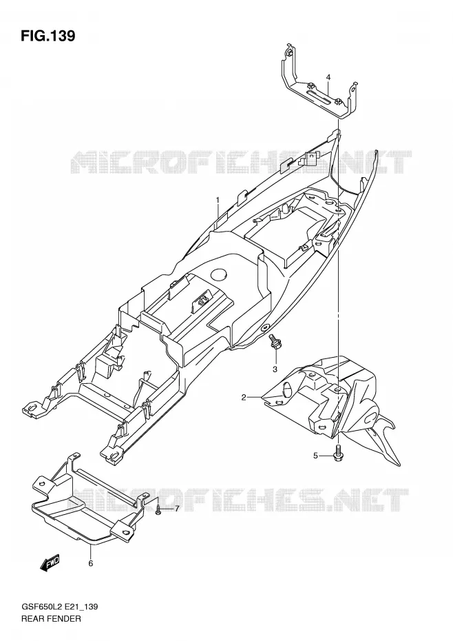 ACHTERSPATBORD (GSF650SL2 E21) Suzuki MOTO 650 BANDIT 2016  GSF650SAL2(E21)