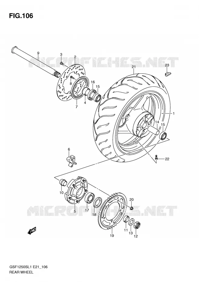 ACHTERWIEL (GSF1250SAL1 E21) Suzuki MOTO 1250 BANDIT 2011  GSF1250SAL1(E21)