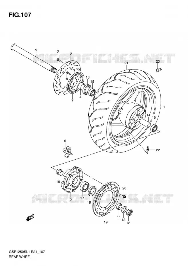 ACHTERWIEL (GSF1250SAL1 E24) Suzuki MOTO 1250 BANDIT 2012  GSF1250SAL1(E21)
