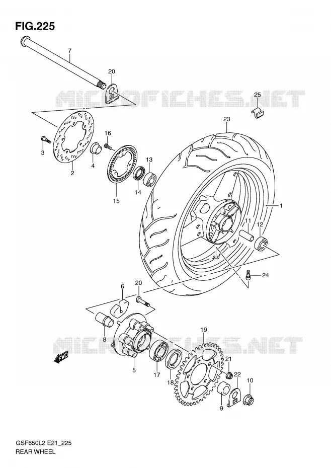 ACHTERWIEL (GSF650AL2 E21) Suzuki MOTO 650 BANDIT 2016  GSF650SAL2(E21)
