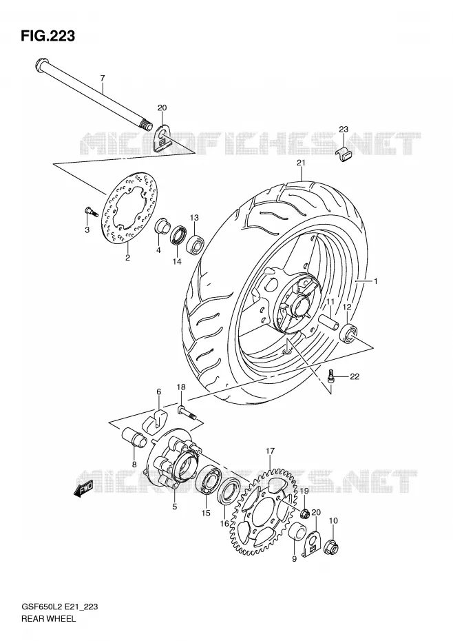 ACHTERWIEL (GSF650L2 E21) Suzuki MOTO 650 BANDIT 2012  GSF650AL2(E21)