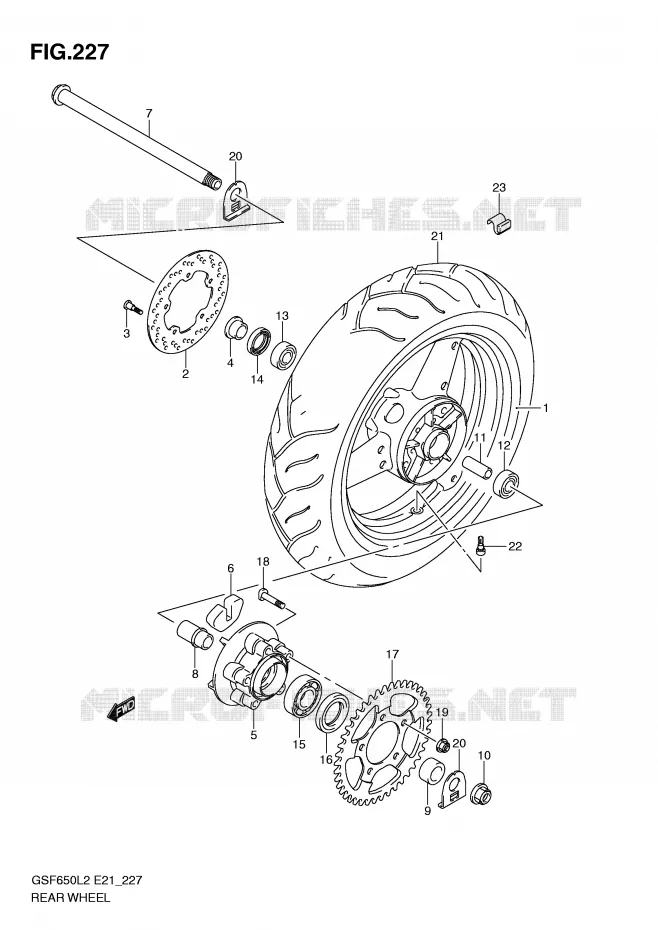 ACHTERWIEL (GSF650SL2 E21) Suzuki MOTO 650 BANDIT 2015  GSF650SAL2(E21)