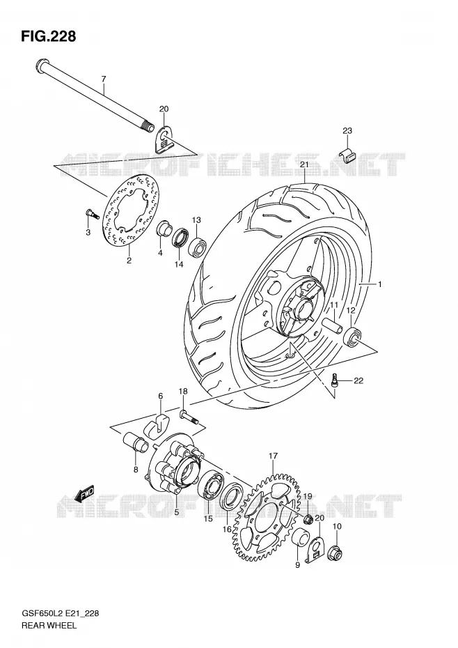 ACHTERWIEL (GSF650SUL2 E21) Suzuki MOTO 650 BANDIT 2012  GSF650SAL2(E21)