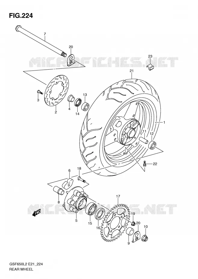 ACHTERWIEL (GSF650UL2 E21) Suzuki MOTO 650 BANDIT 2012  GSF650SUL2(E21)