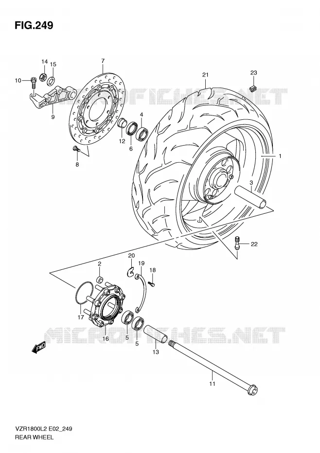 ACHTERWIEL (VZR1800L2 E51) Suzuki MOTO 1800 INTRUDER 2012  VZR1800ZUFL2(E02)