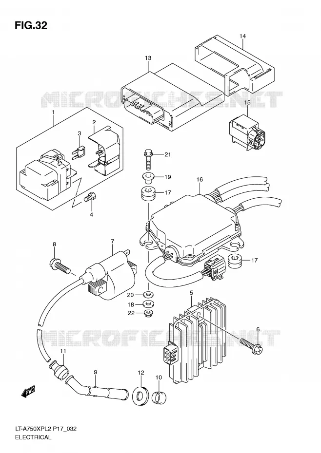 ELEKTRISCH (LT-A750XPL2 P17) Suzuki QUAD 750 KINGQUAD 2012  LT-A750XPL2(P17)