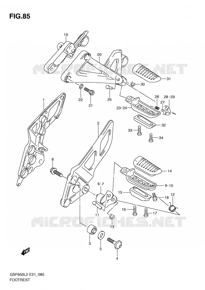 FOOTREST Suzuki MOTO 650 BANDIT 2014  GSF650SAL2(E21)