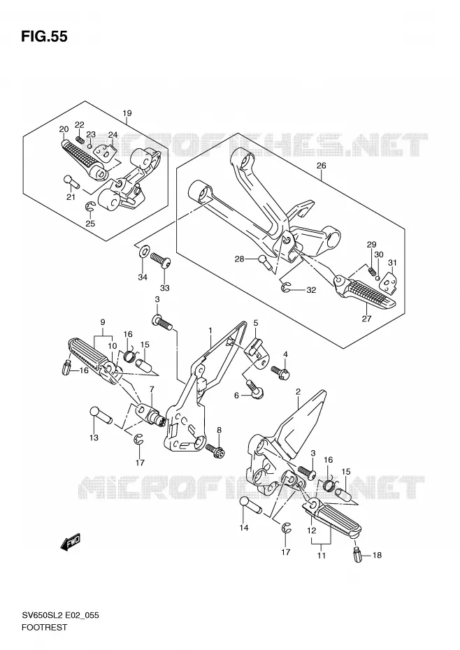 FOOTREST Suzuki MOTO 650 SV 2012  SV650SL2(E02)