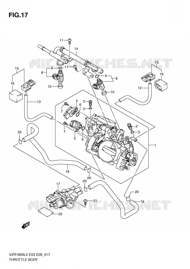 GASKLEPHUIS (VZR1800ZL2 E28) Suzuki MOTO 1800 INTRUDER 2012  VZR1800ZL2(E03)