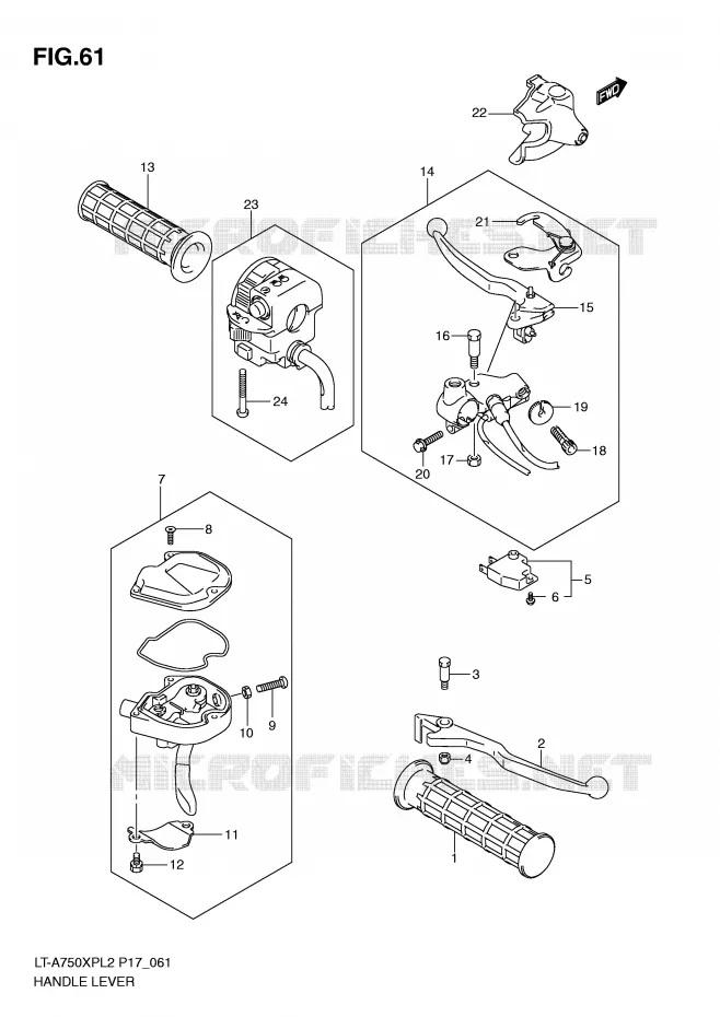 HANDGRIPS - LEVERS Suzuki QUAD 750 KINGQUAD 2012  LT-A750XPZL2(P17)