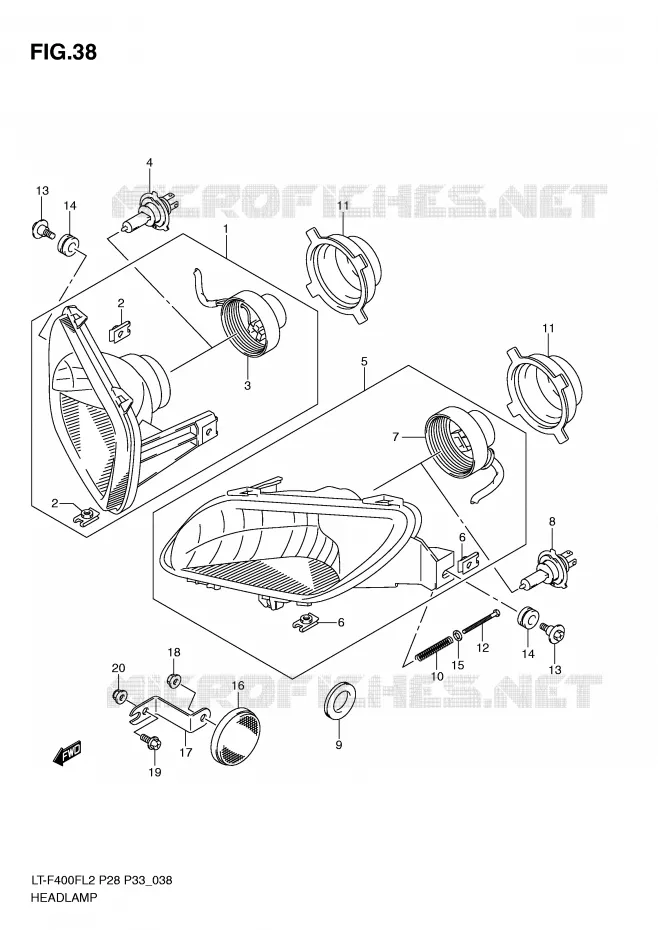 KOPLAMP (LT-F400FL2 P28) Suzuki QUAD 400 KINGQUAD 2012  LT-F400FL2(P28)