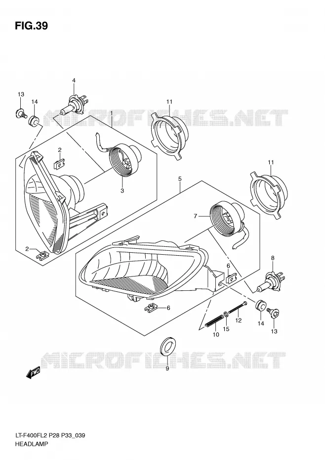 KOPLAMP (LT-F400FL2 P33) Suzuki QUAD 400 KINGQUAD 2012  LT-F400FL2(P28)