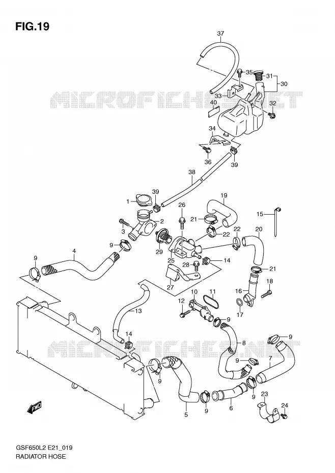 RADIATOR SLANG Suzuki MOTO 650 BANDIT 2014  GSF650SAL2(E21)