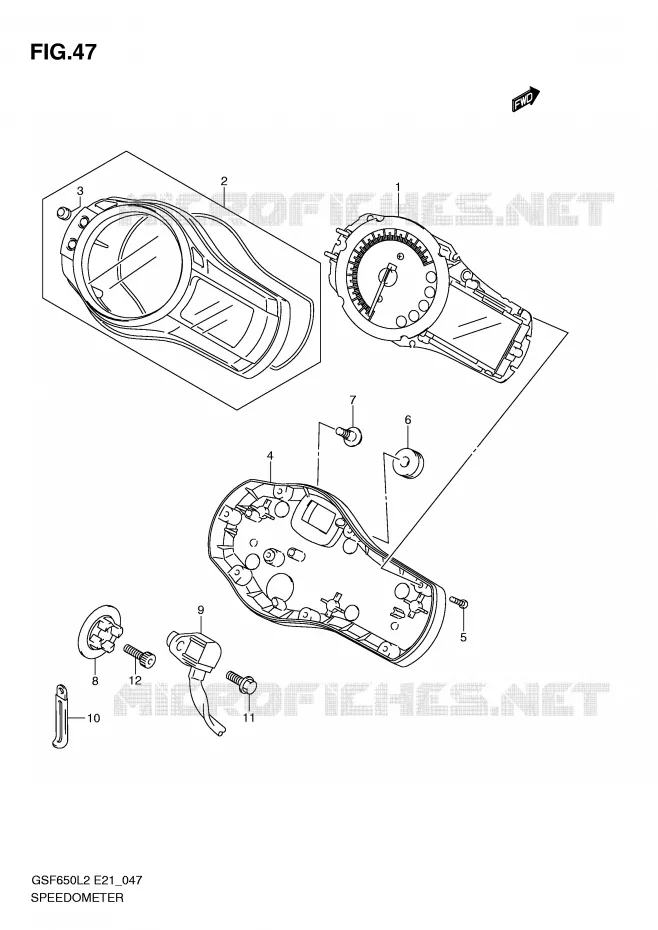 SNELHEIDSMETER (GSF650SUL2 E21) Suzuki MOTO 650 BANDIT 2012  GSF650SL2(E21)