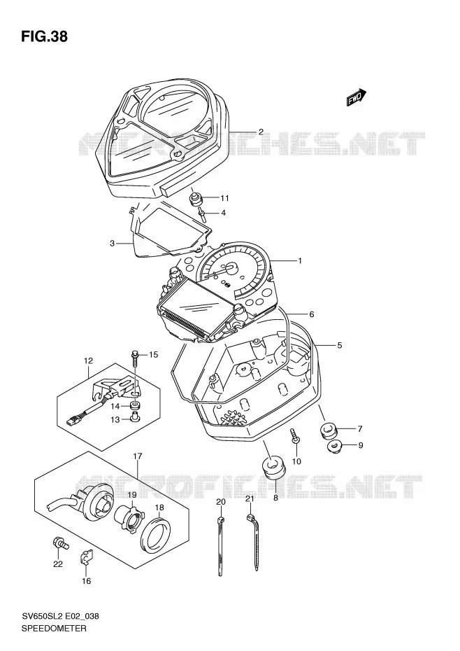 SNELHEIDSMETER (SV650SL2 E2) Suzuki MOTO 650 SV 2012  SV650SL2(E02)