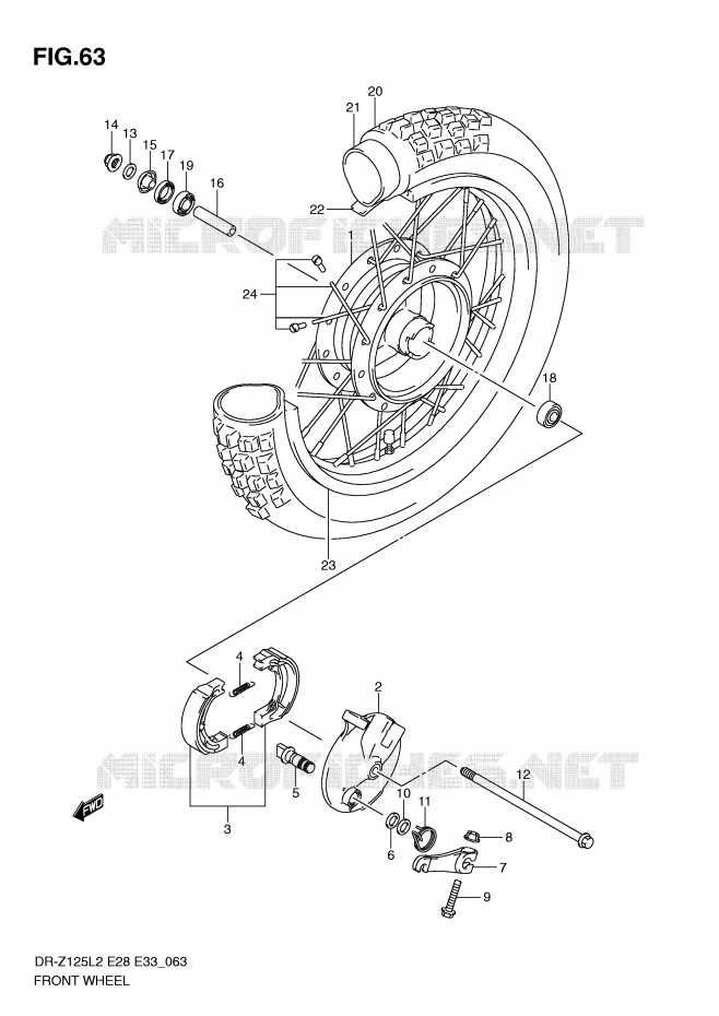 VOORWIEL (DR-Z125L2 E33) Suzuki MOTO 125 DR-Z 2012  DR-Z125L2(E28)