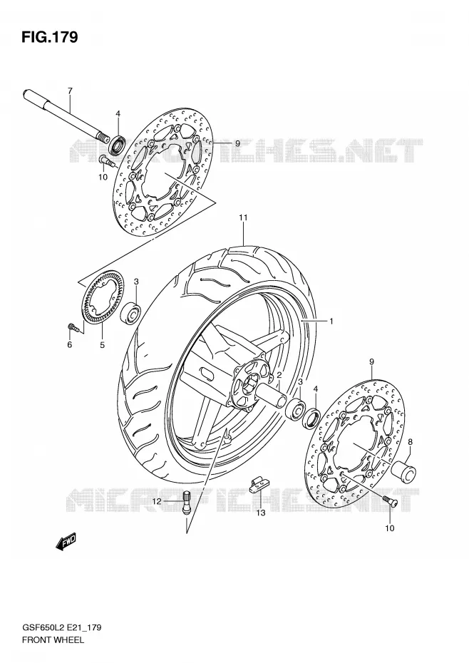 VOORWIEL (GSF650AL2 E21) Suzuki MOTO 650 BANDIT 2012  GSF650UAL2(E21)