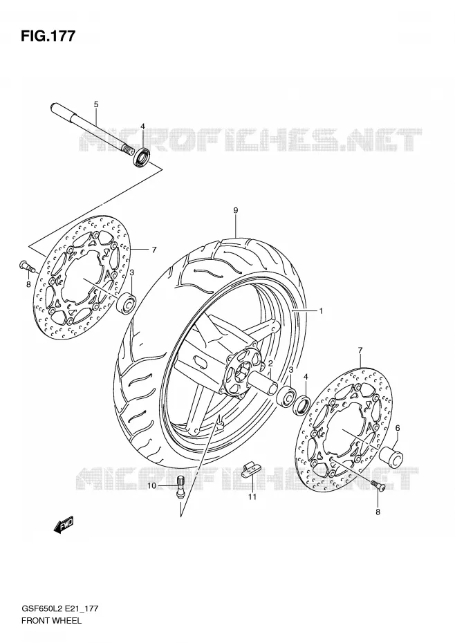 VOORWIEL (GSF650L2 E21) Suzuki MOTO 650 BANDIT 2012  GSF650SUL2(E21)