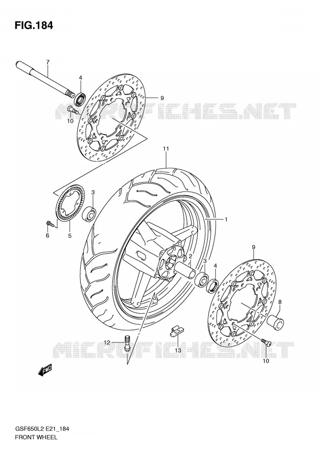 VOORWIEL (GSF650SUAL2 E21) Suzuki MOTO 650 BANDIT 2012  GSF650L2(E21)