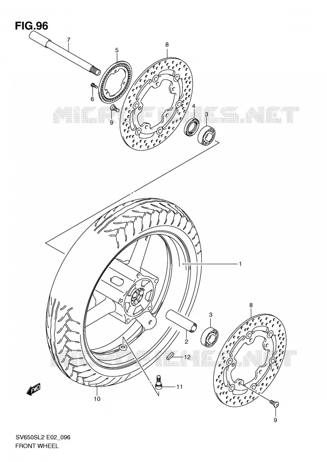 VOORWIEL (SV650SAL2 E24) Suzuki MOTO 650 SV 2012  SV650SL2(E02)