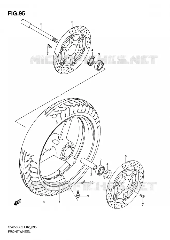 VOORWIEL (SV650SUL2 E24) Suzuki MOTO 650 SV 2012  SV650SAL2(E02)