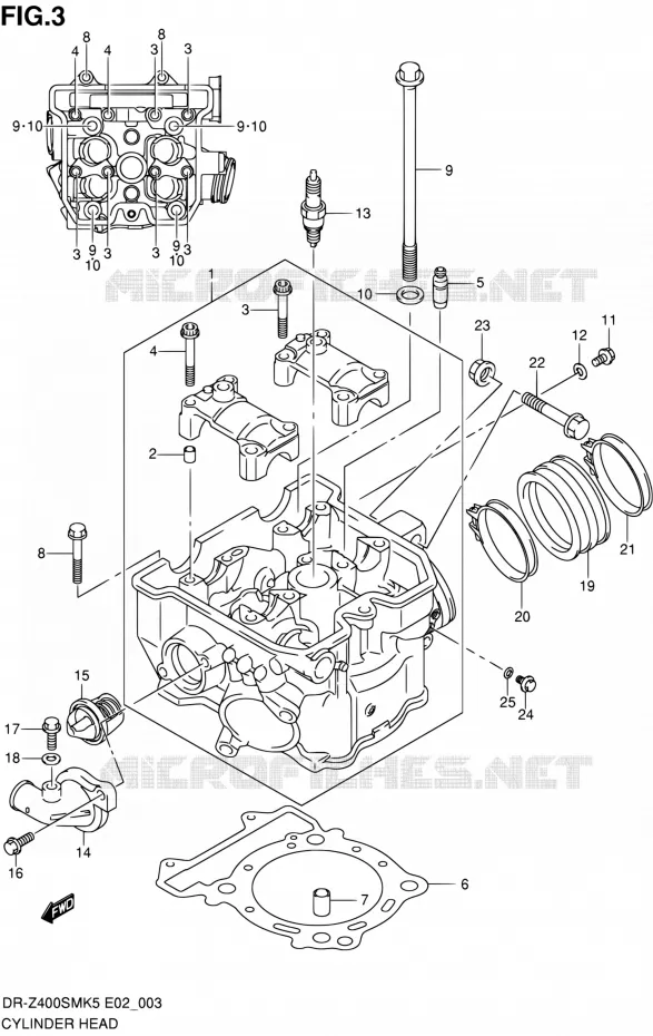 CILINDERKOP Suzuki MOTO 400 DR-Z 2006  DR-Z400SMK6(E19)