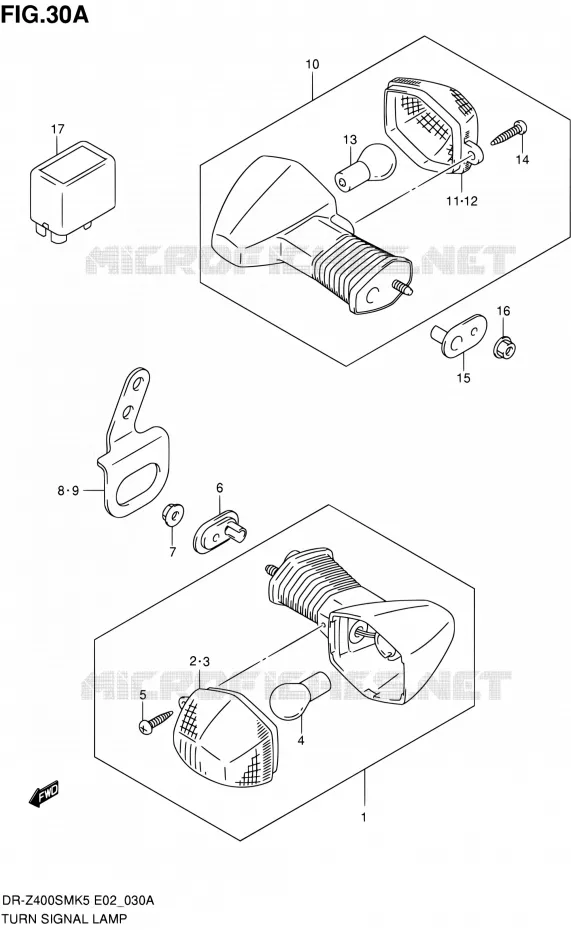 INDICATOREN (MODEL K6/K7/K8/K9) Suzuki MOTO 400 DR-Z 2006  DR-Z400SMK6(E24)