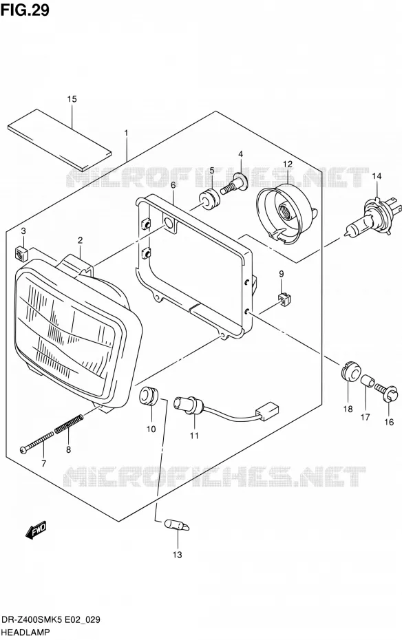 KOPLAMP (E02,E19) Suzuki MOTO 400 DR-Z 2006  DR-Z400SMK6(E24)