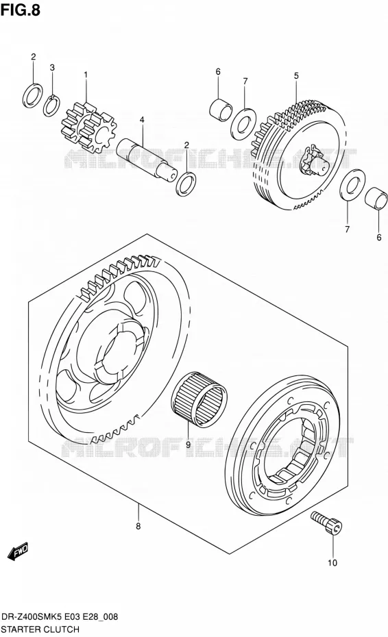 STARTMOTOR CLUTCH Suzuki MOTO 400 DR-Z 2007  DR-Z400SM K7 (E03,E28,E33)